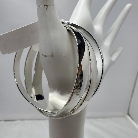 New York & Company silver trinity 3pc bangle bracelet set - Picture 5 of 7